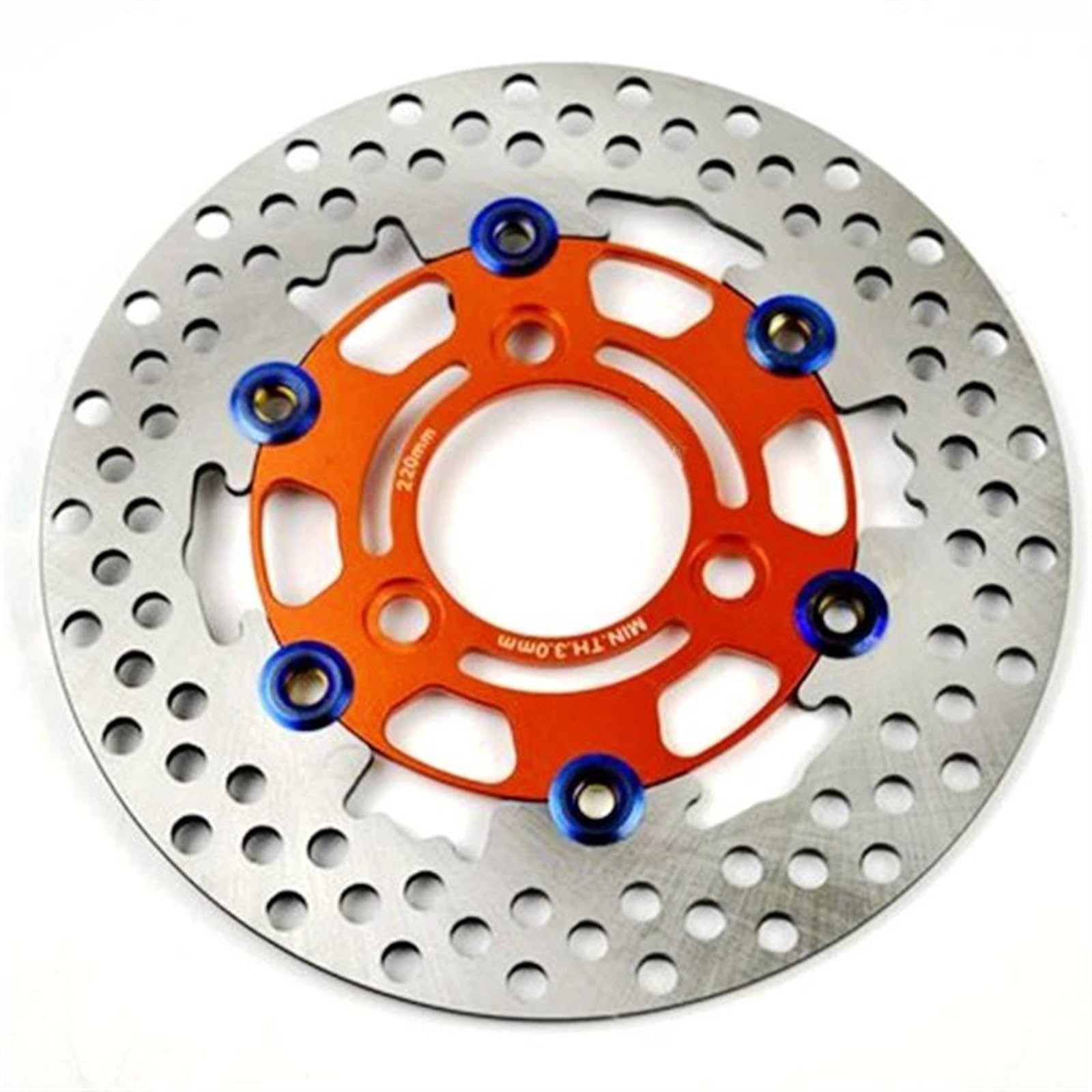 Bremsscheibe Motorrad Universal 3 Loch 220mm RPM Aluminium Legierung Schwimmende Scheibe Motorrad Bremsbelag Disc Bremse Mit 70mm Loch Abstand Bremsscheibenrotor(Orange) von DECTER