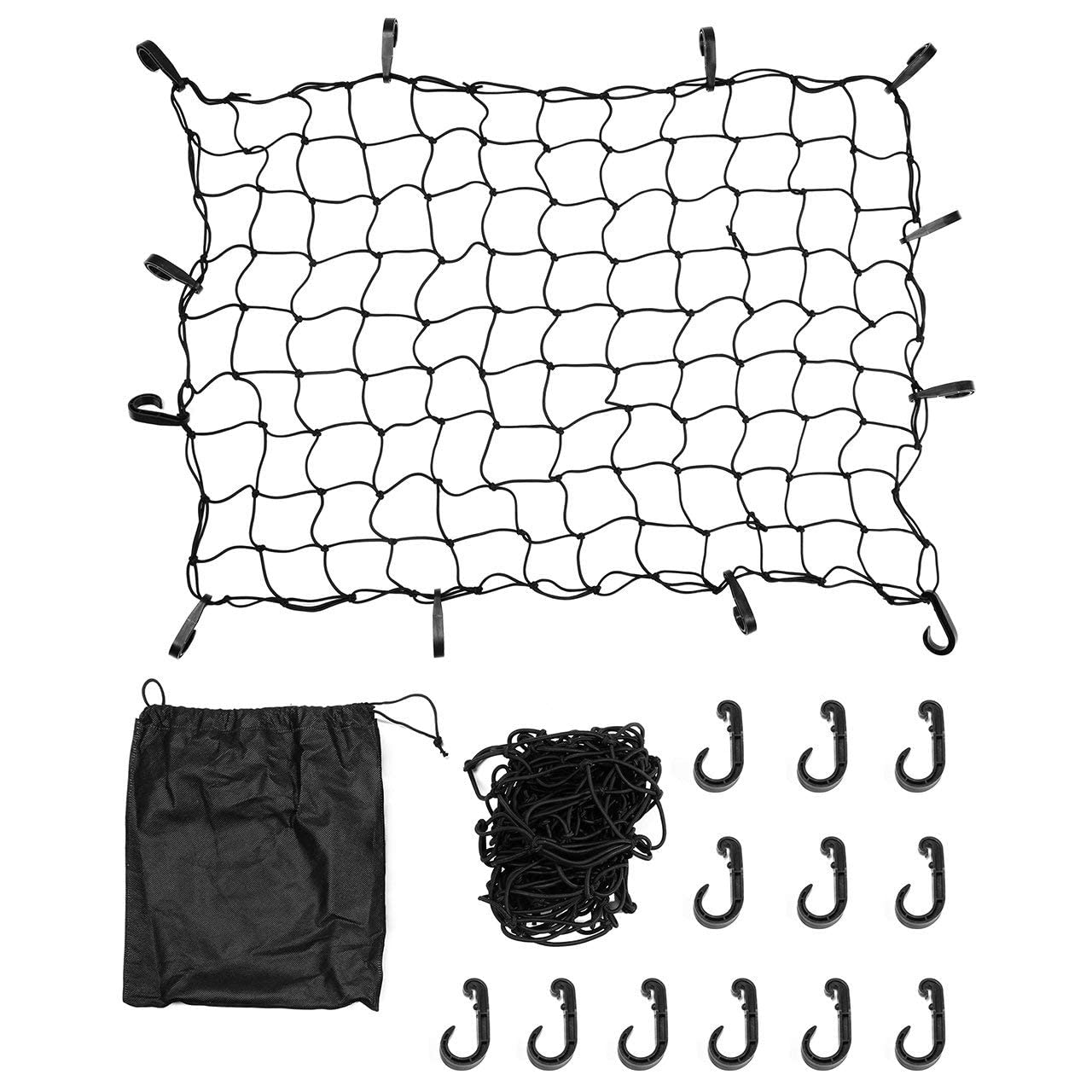 DEDC Gepäcknetz, Kofferraumnetz Gepäcknetz Auto 90x40cm Erstreckt Sich auf 90x120cm,Gepäcknetz Wohnmobil für Meisten Fahrzeugtypen mit Aufbewahrungstasche von DEDC