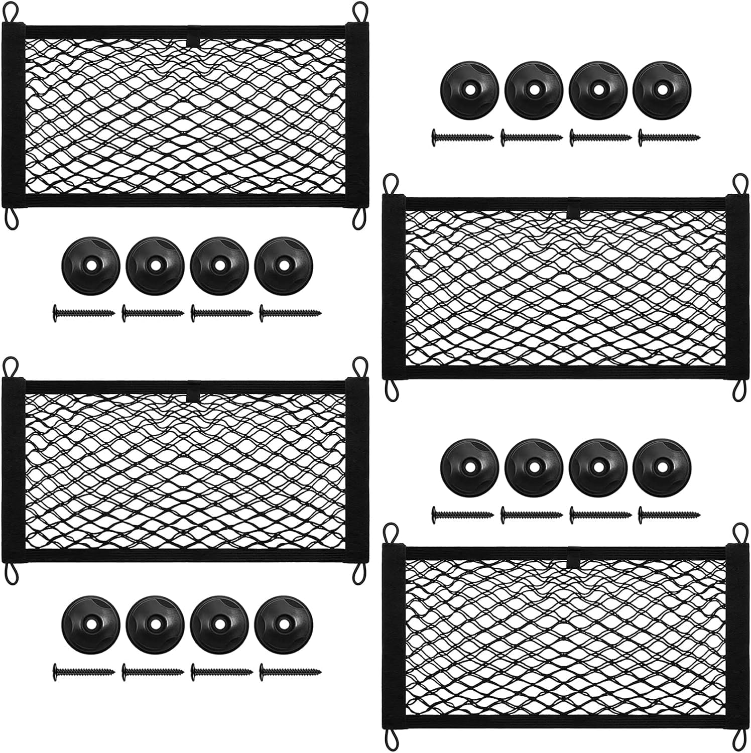 DEDC 4 Stück Kofferraum-Aufbewahrungstasche, 50 x 24 cm, doppellagig, elastische Aufbewahrungsnetze für Wohnmobile, Auto-Aufbewahrung, Netztasche für Auto, Wohnwagen, Wohnmobil, Boot, SUV, LKW, Bett, von DEDC