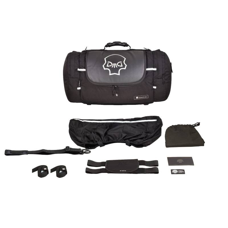 DEEMEED Motorrad Hecktasche, Rollenform, aus wasserdichtem Cordura und italienischem Leder, 9.2 Gallonen Fassungsvermögen + zusätzliche Regenhülle inklusive (Cordura & Leder, M (35 L)) von DEEMEED