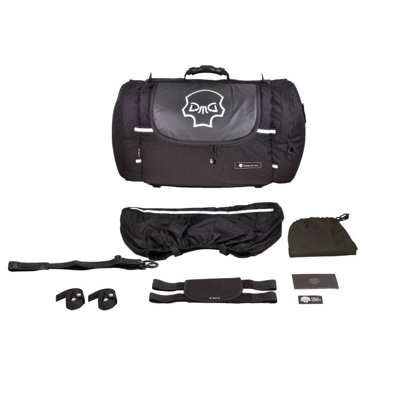 DEEMEED Motorrad Hecktasche, Rollenform, aus wasserdichtem Cordura und italienischem Leder, 13,5 Gallonen Fassungsvermögen + zusätzliche Regenhülle inklusive (Cordura & Leder, L (51 L)) von DEEMEED