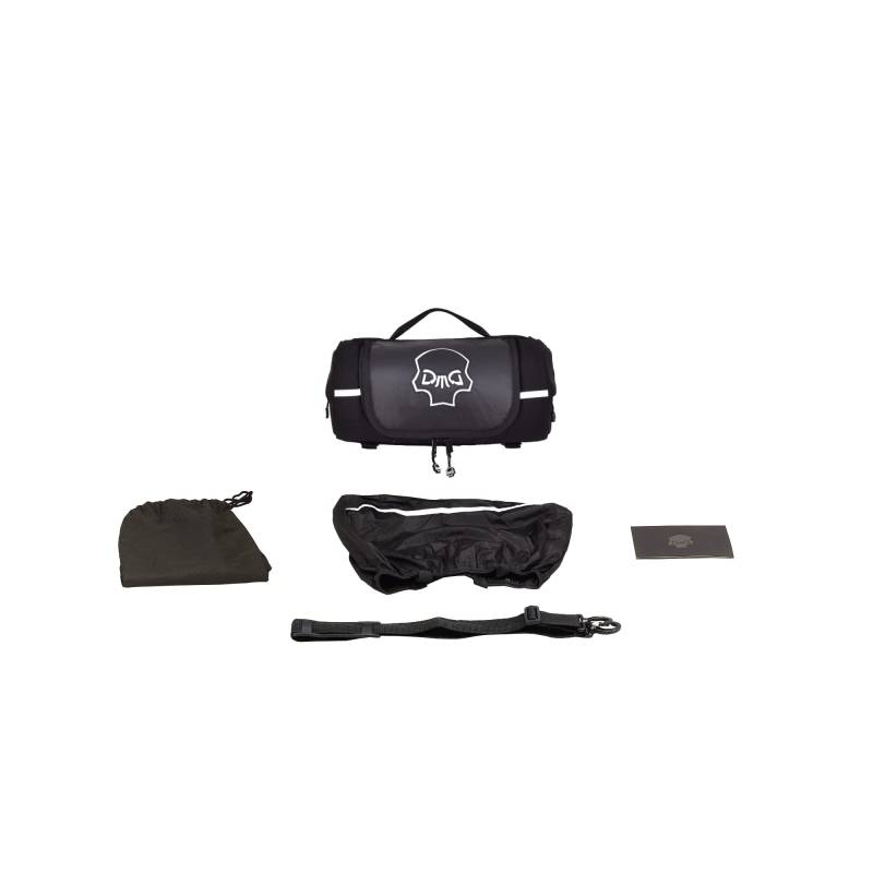 DEEMEED Motorrad Hecktasche, rollenförmig, aus wasserdichtem Cordura und italienischem Leder, 8 Liter Fassungsvermögen + zusätzliche Regenhülle inklusive (Cordura & Leder, XS (8 L)) von DEEMEED