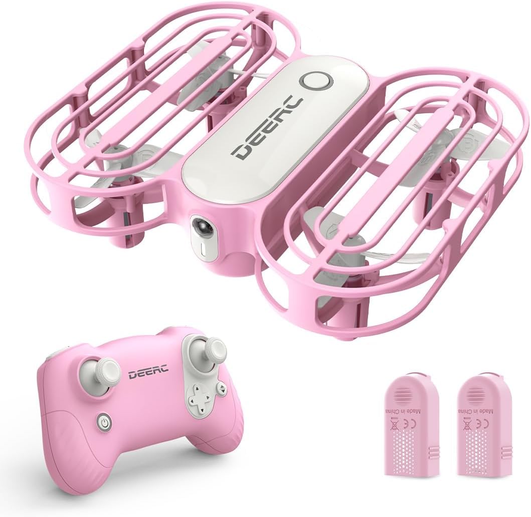 DEERC D11 Mini Kinder Drohne, RC Quadcopter mit 2 modulare Akkus, Werfen Go, Propeller Schutz, 3D Flips, One-Key-Start, Höhenhaltung, drohnen Spielzeug Geschenk für Anfänger Mädchen Pink von DEERC