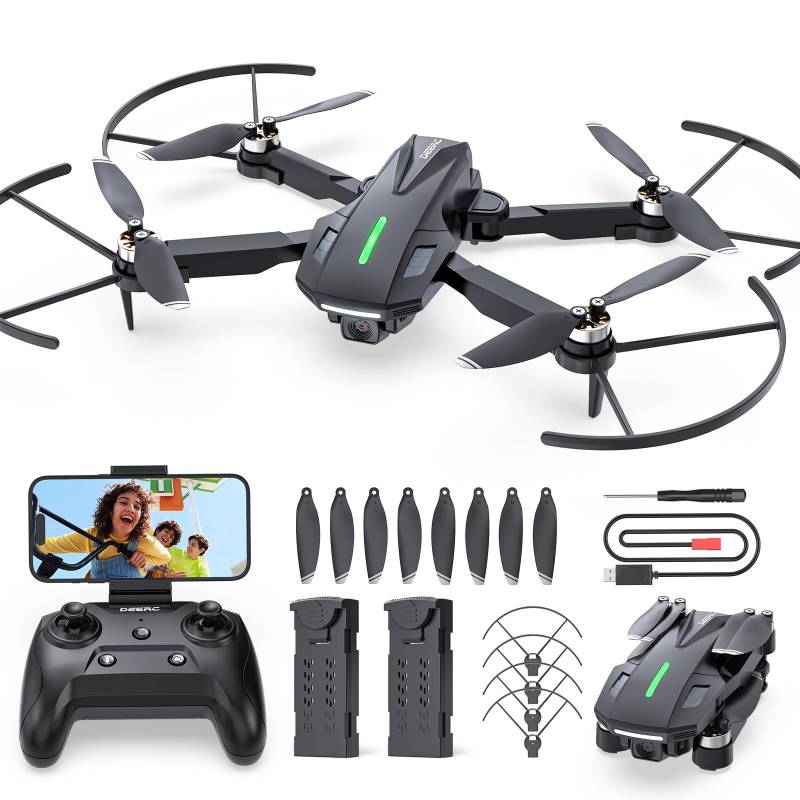 DEERC Drohne mit Kamera 1080P für Kinder, RC Quadrocopter D75 faltbar mit Wifi Übertragung, Lange Flugzeit,Bürstenloser Motor,Höhenhaltung,One Key Start Drohnen Spiel Geschenk für Anfänger Jungend, C0 von DEERC