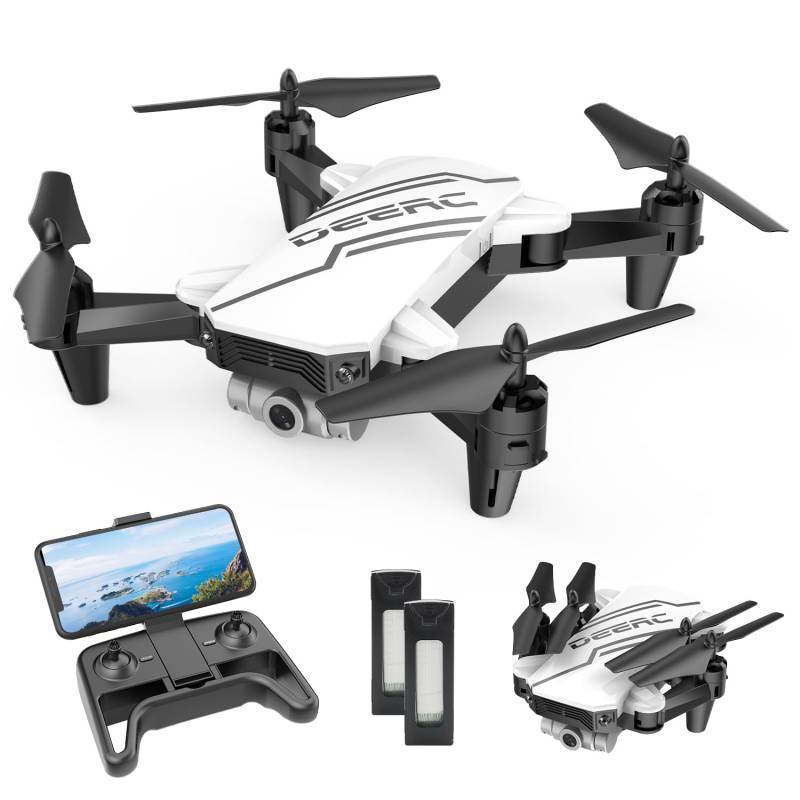 DEERC D20 Mini Drohne für Kinder mit Kamera, Faltbar RC Quadcopter mit 720P WiFi Kamera,2 Akkus Lange Flugzeit,Tap-Fly,One Key Start,Höhenhaltung,Headless Modus Geschenk für Anfänger Jungen Weiß,C0 von DEERC