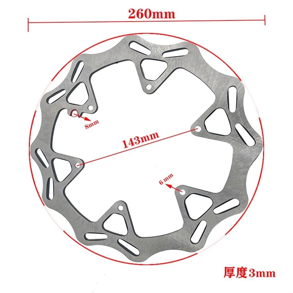 Performance-Bremsscheibenrotoren 260/220 mm, kompatibel mit 125 150 200 250 300 350 400 450 500 EXC EXCF XC XCW SX SXF XCF XCWF 1994–2022(FRONT) von DEFIYAN