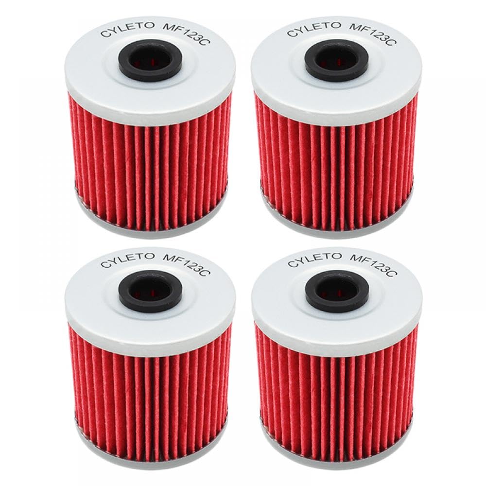 Performance-Motorrad-Ölfilter, kompatibel mit K KL250 KL600 KL650 Tengai 650 KLR250 KLR600 KLR650 Camo KLR 650 KLX650 KLX650R(4PCS-RED) von DEFIYAN