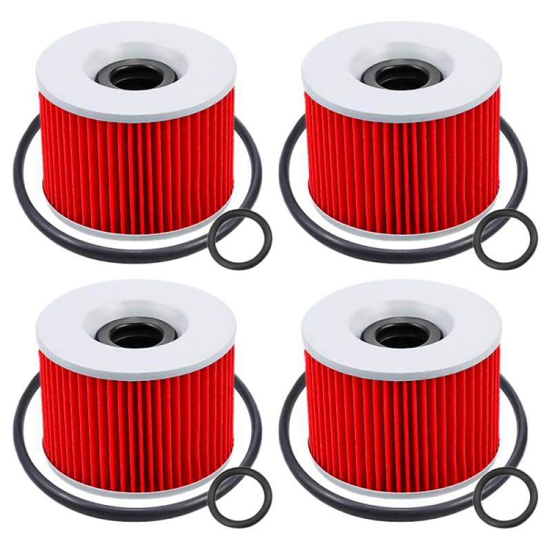 Performance-Motorrad-Ölfilter, kompatibel mit den Modellen K KZ400 KZ440 KZ550 KZ650 KZ700 KZ750 KZ1000 KZ1100(4 PCS-RED) von DEFIYAN