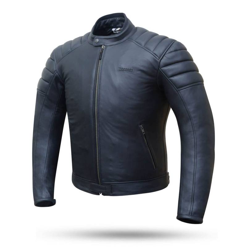 DEEWAR | Leder Motorradjacke mit Abnehmbaren Protektoren [Schultern & Ellbogen] + Abnehmbare Winter-Fleece Homologiert (EN 17092), schwarz, 4XL von DEGEND