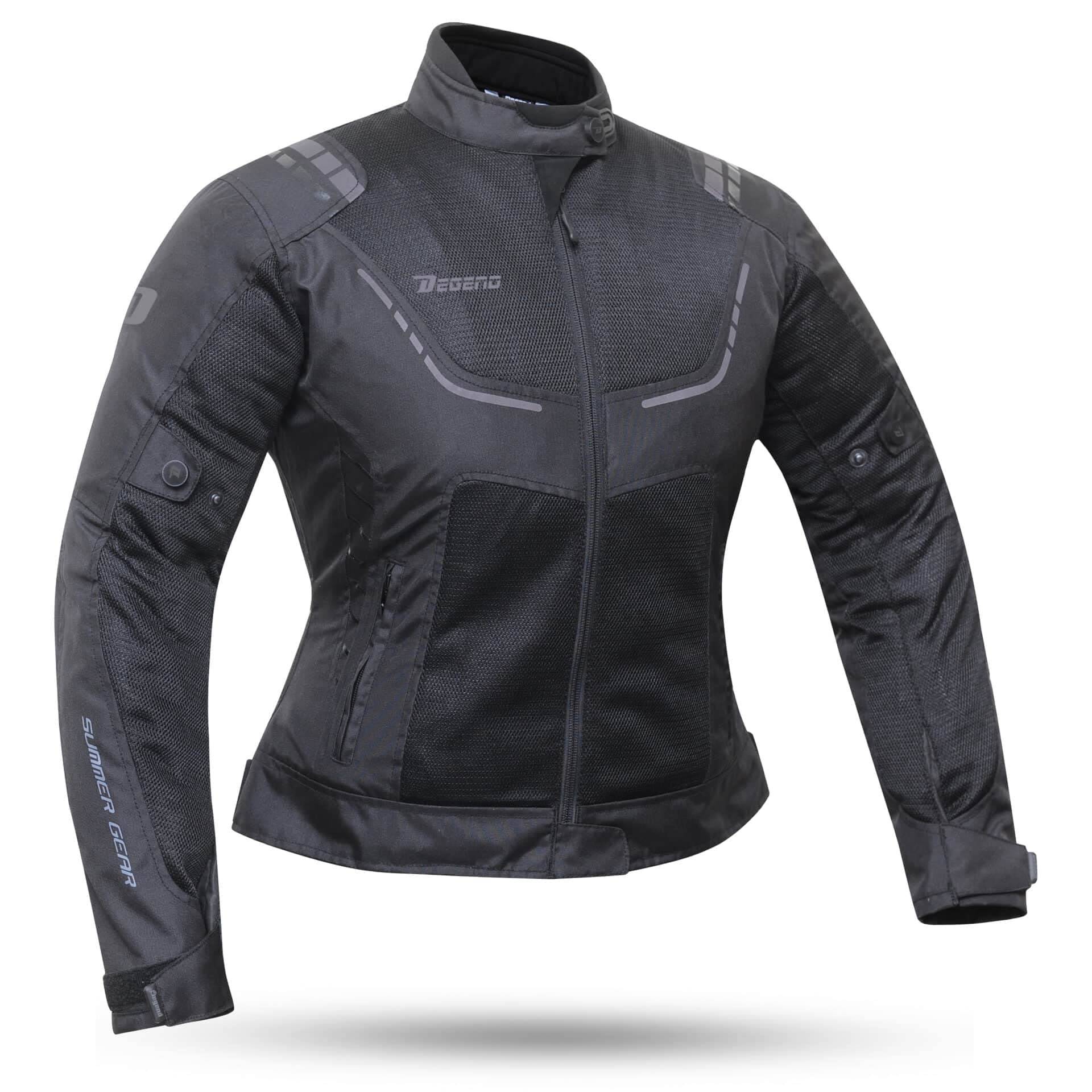 DEGEND BREEZE EVO LADY Schwarz | Motorradjacke Damen mit Protektoren - Atmungsaktive Protektorenjacke Wasserdicht mit Belüftung - Motorrad Zubehör - Motorrad Jacke Damen Schwarz von DEGEND