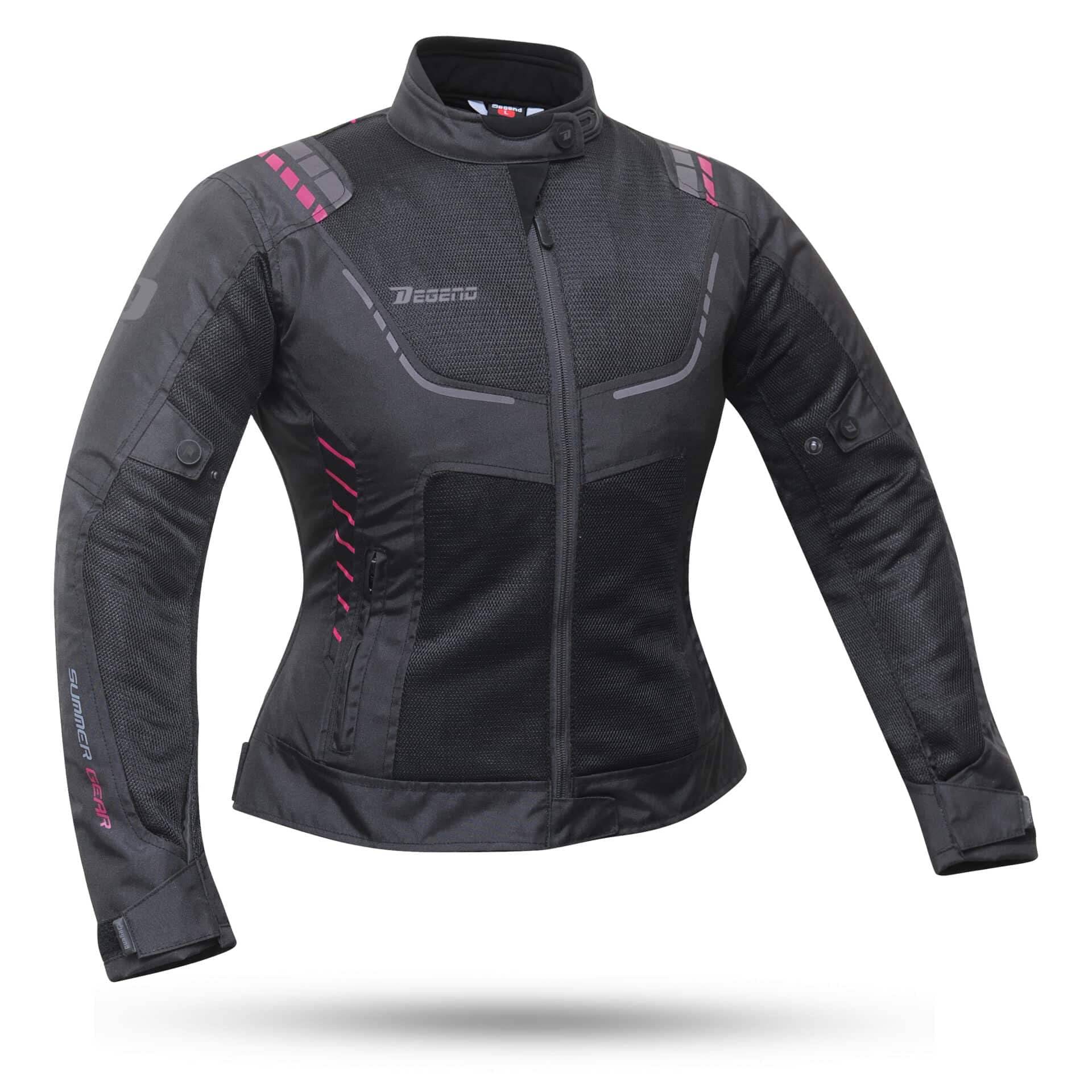 DEGEND BREEZE EVO LADY Violett | Motorradjacke Damen mit Protektoren - Atmungsaktive Protektorenjacke Wasserdicht mit Belüftung - Motorrad Zubehör - Motorrad Jacke Damen Schwarz/Violett von DEGEND