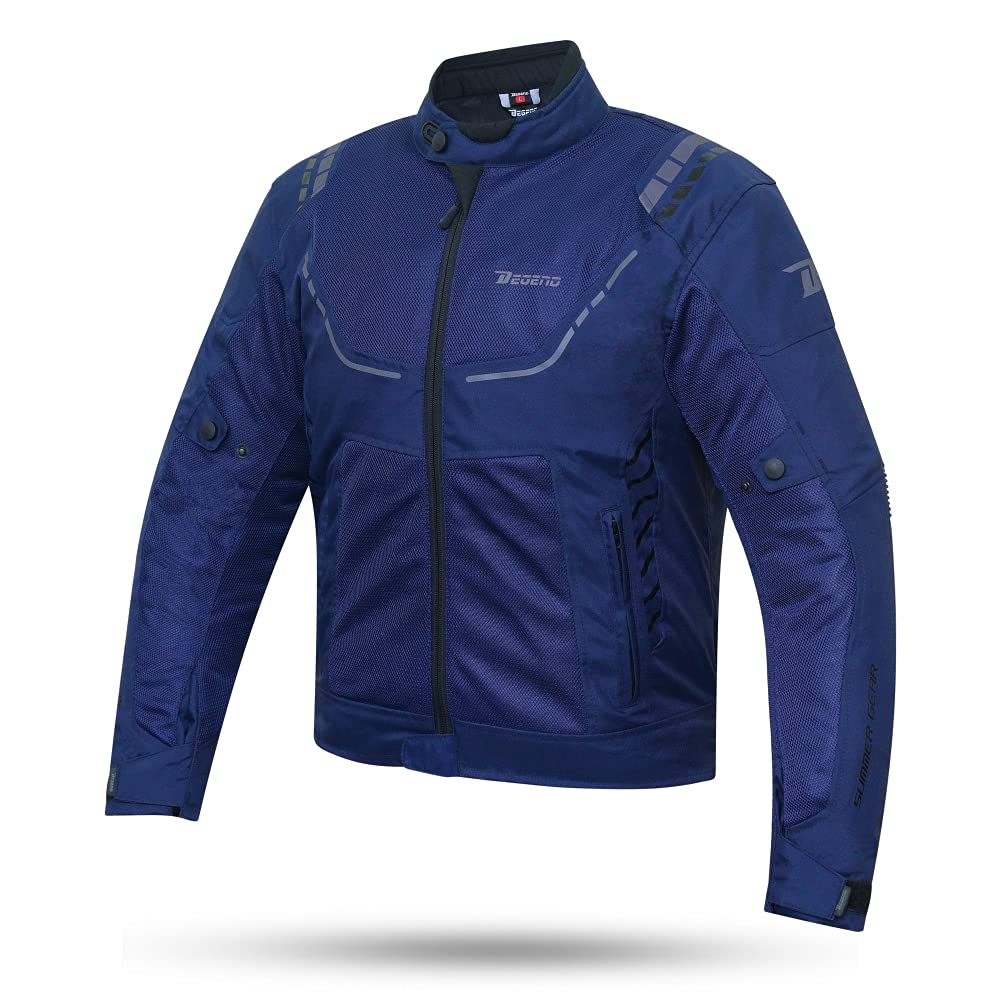 DEGEND BREEZE EVO | Motorradjacke Herren mit Protektoren - Atmungsaktive Protektorenjacke Wasserdicht mit Belüftung - Motorrad Zubehör - Motorrad Jacke Herren Blau von DEGEND