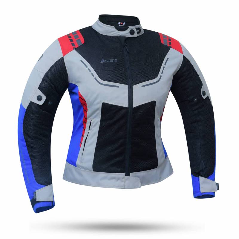 DEGEND BREEZE LADY | Motorradjacke für Damen für den Sommer mit PU-Protektoren + abnehmbarem wasserdichtem Futter, zugelassen - mehrfarbig, S von DEGEND