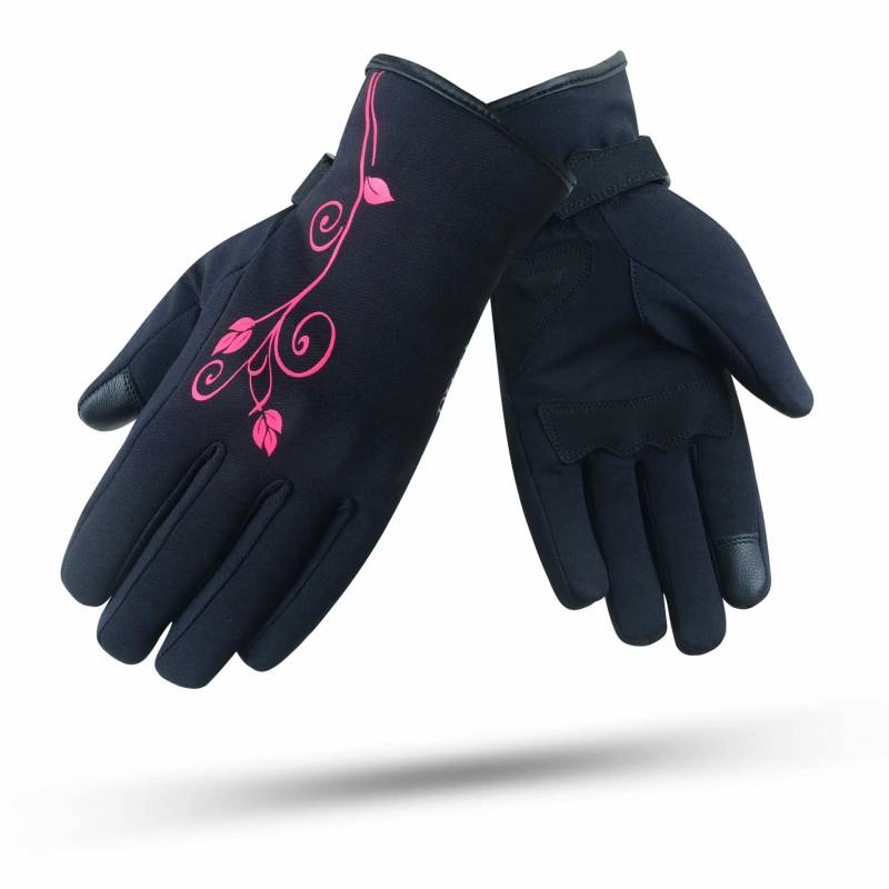 DEGEND LADY1 Rosa | Winter Motorradhandschuhe Damen - Atmungsaktive Motorrad Handschuhe Frau mit Futter - Motorrad Zubehör - Handschuhe Schwarz/Rosa von DEGEND