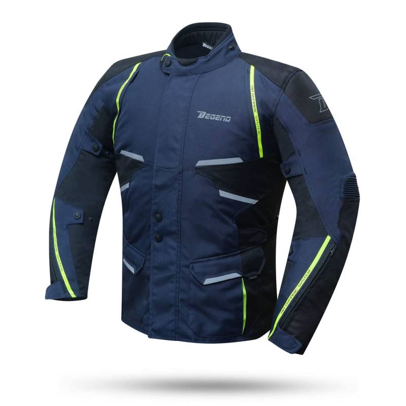 DEGEND SAHARA | Motorradjacke Ganzjährig Herren 4 Jahreszeiten mit 3 Layer - 2 Herausnehmbare Winterschichten + Protektoren & Reflektoren, Blau, 4XL von DEGEND