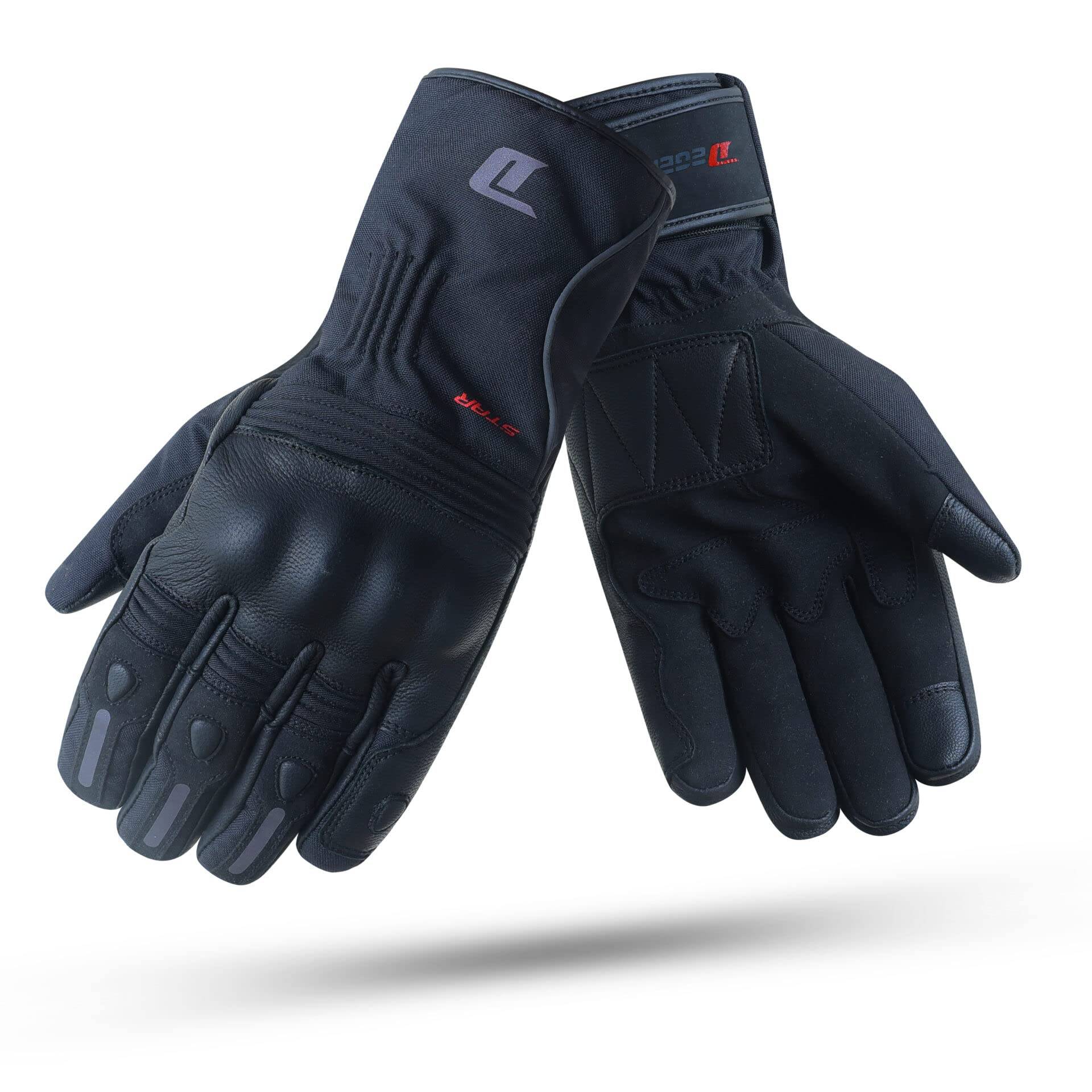 DEGEND STAR Schwarz | Winter Motorradhandschuhe Herren - Atmungsaktive Leder Motorrad Handschuhe Herr mit Futter - Motorrad Zubehör - Handschuhe Schwarz von DEGEND