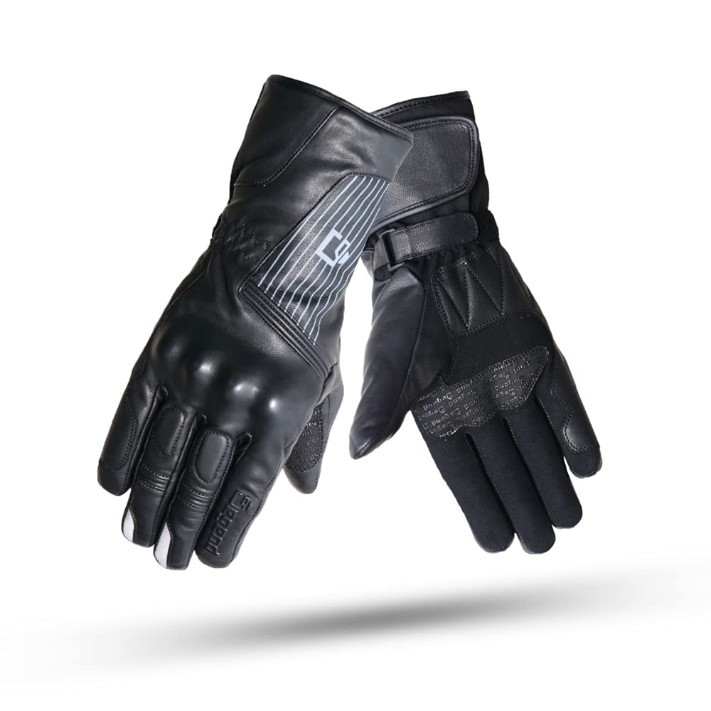 DEGEND Touring Schwarz | Winter Motorradhandschuhe Herren - Atmungsaktive Textil und Leder Motorrad Handschuhe Herr mit Futter - Motorrad Zubehör - Handschuhe Schwarz von DEGEND