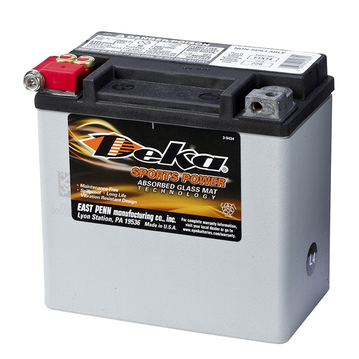 Deka Sports Power AGM Batterie Motorrad Motorradbatterie 12V 12Ah ETX14 von DEKA