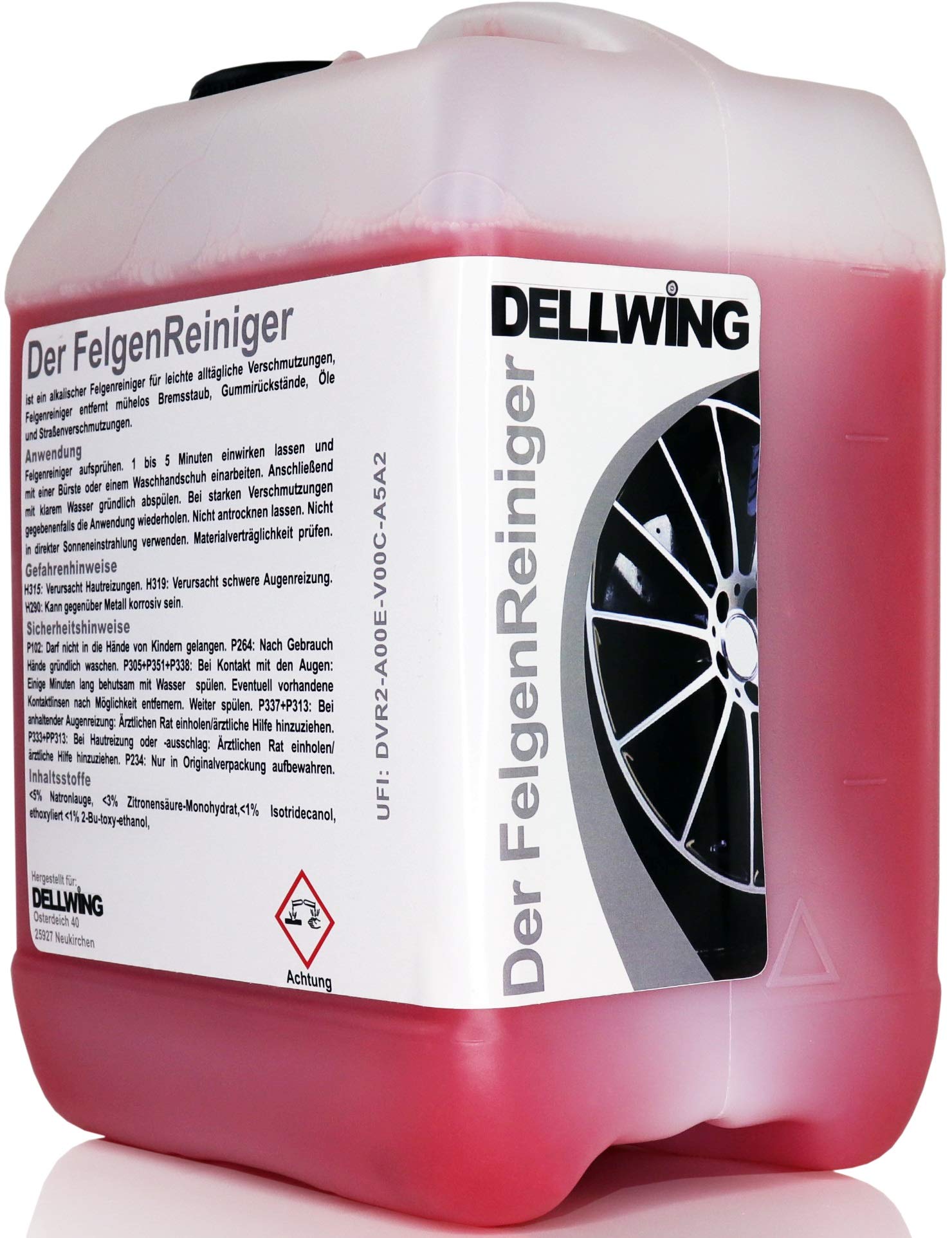 DELLWING Der FelgenReiniger Anwendungsfertig 25 L – Geeignet für behandelte Alufelgen & Stahlfelgen – Nur 1-5 Minuten Einwirkzeit von DELLWING