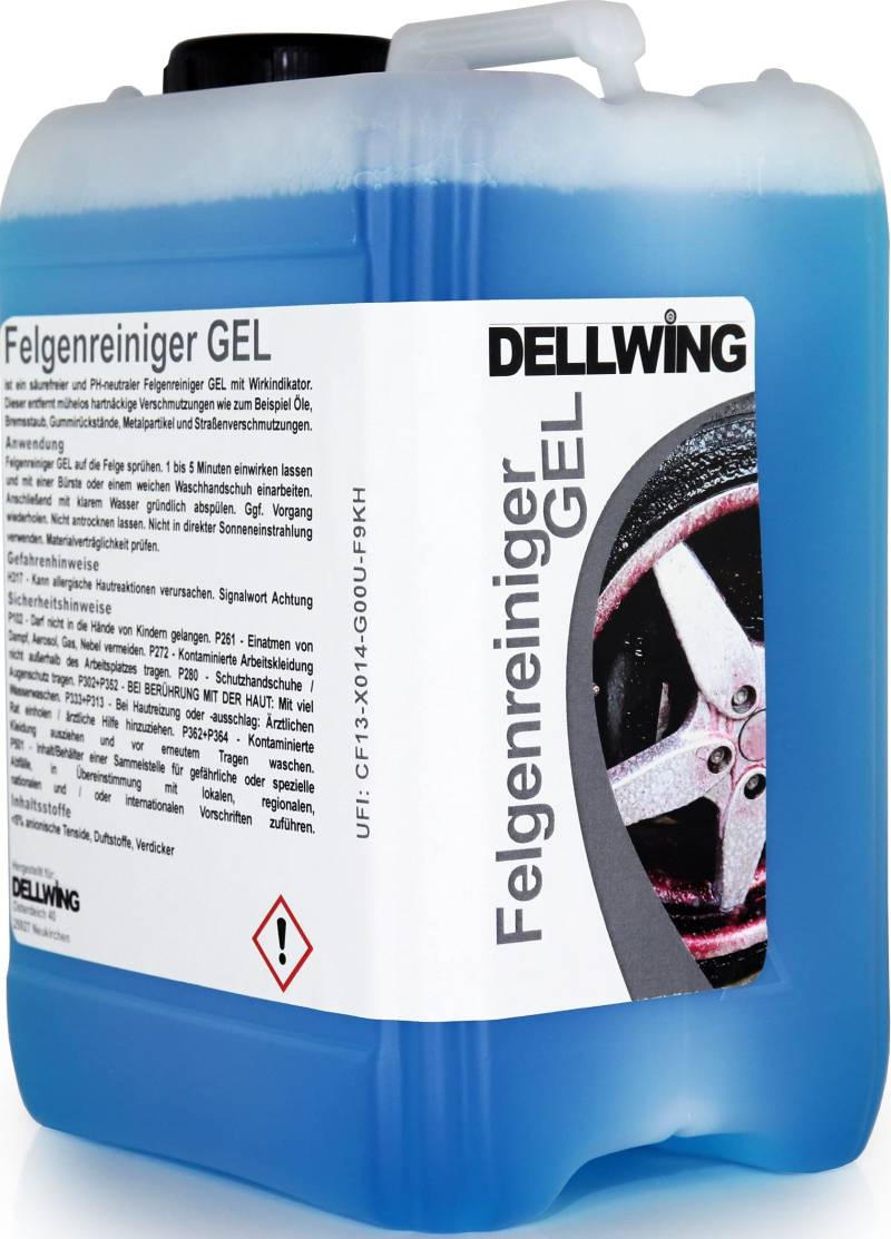 DELLWING Felgenreiniger GEL mit Wirkindikator 2,5 L - Säurefreier Felgenreiniger für die mühelose Entfernung von hartnäckigen Verschmutzungen von DELLWING