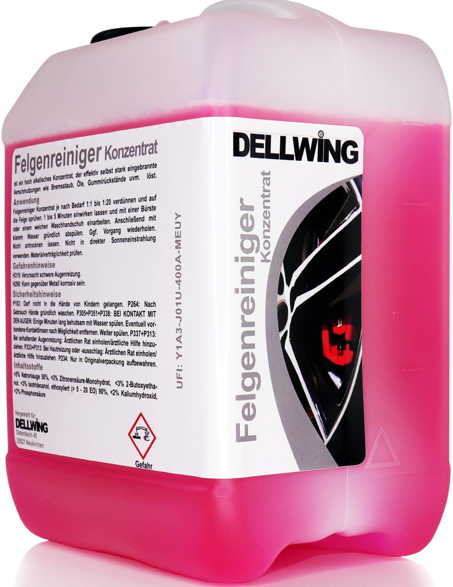 DELLWING Felgenreiniger Konzentrat 10 L - Premium Felgenreiniger selbst für eingebrannte Verschmutzungen - Hoch alkalisch von DELLWING