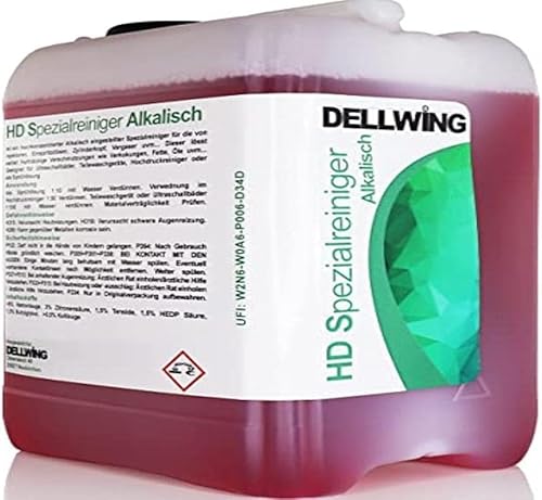 DELLWING HD Spezialreiniger - hochkonzentrierter alkalischer Reiniger für Vergaser, Zylinderköpfe, Injektoren, Einspritzdüsen, als Ultraschallbad, Teilewäsche, Hochdruckreiniger, Sprühlösung - 2,5L von DELLWING