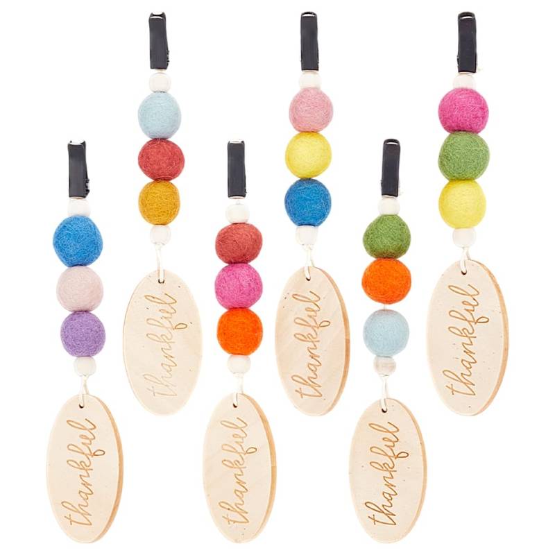 DELORIGIN 6 farben Wolle Filz Ball Auto Diffusor Auto Deko Auto Diffusor Vent Clip Holz 6 stücke Ätherisches Öl Auto Diffusor Auto Air Vent Clips Boho Auto Zubehör Für Frauen von DELORIGIN