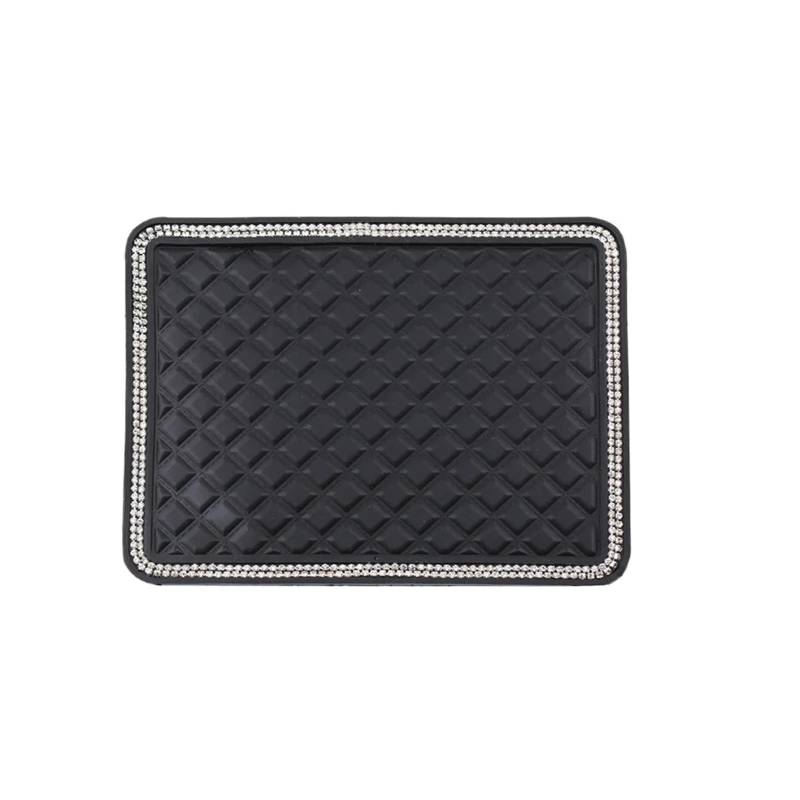 Auto Aufkleber 26 * 15 cm Anti Rutsch Matte Kristall Strass Automobil Silikon Non-Slip Matte Pad Auto Klebrig Für GPS Telefon Auto Innen Zubehör Auto Innenraum(18x14cm with Diamond) von DELORM