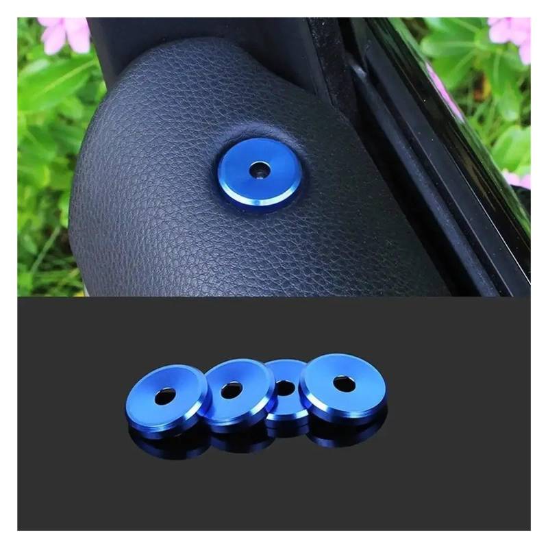 Auto Aufkleber 4 Teile/Satz Auto Tür Bolzen Lock Pin Basis Dekorative Ring Aufkleber Fit Für Cayenne Für Panamera Für Macan Auto Innen Auto Innenraum(Blau) von DELORM