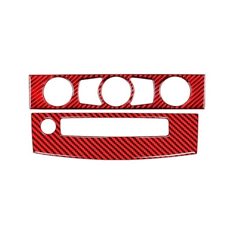 Auto Aufkleber Carbon Fiber Innen Auto Klimaanlage CD Bedienfeld Trim Abdeckung Rahmen Aufkleber Für 5 Series E60 2004-2010 Zubehör Auto Innenraum(Style C(Red)) von DELORM