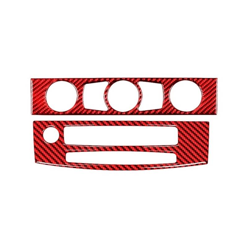 Auto Aufkleber Carbon Fiber Innen Auto Klimaanlage CD Bedienfeld Trim Abdeckung Rahmen Aufkleber Für 5 Series E60 2004-2010 Zubehör Auto Innenraum(Style D(Red)) von DELORM