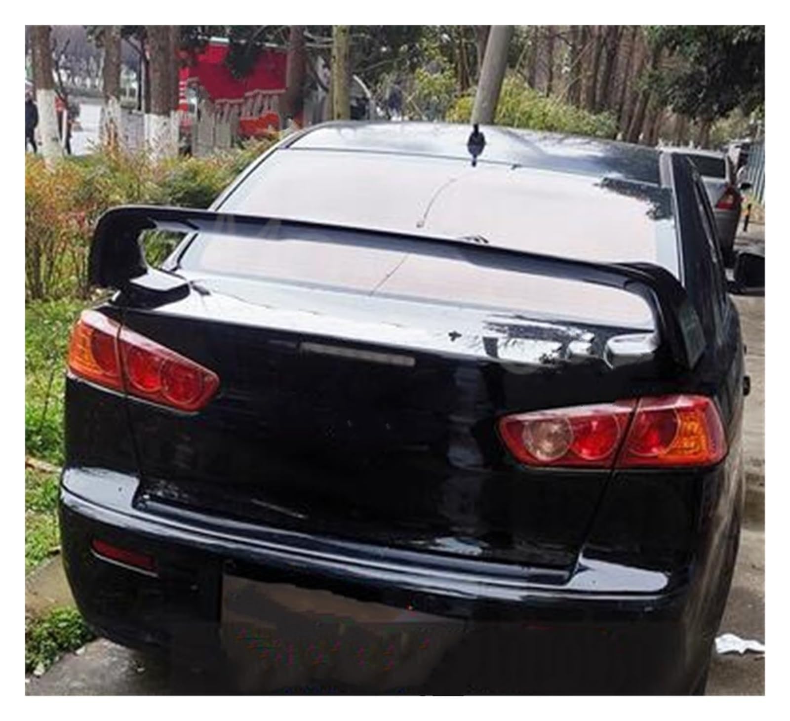 Heckspoiler Lippe ABS Material Auto Heckflügel Primer Farbe Heckspoiler Für Mitsubishi Für Lancer Für EVO Spoiler 2010-2014 Dachspoiler(Glossy Black) von DELORM