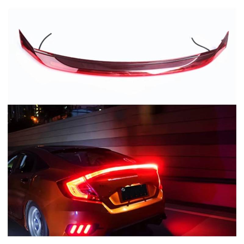 Heckspoiler Lippe Auto Stil ABS Spoiler Mit Bremse Hinten Lampe Für Civic 2016-2017 Rücklicht Stamm Zubehör Dachspoiler von DELORM