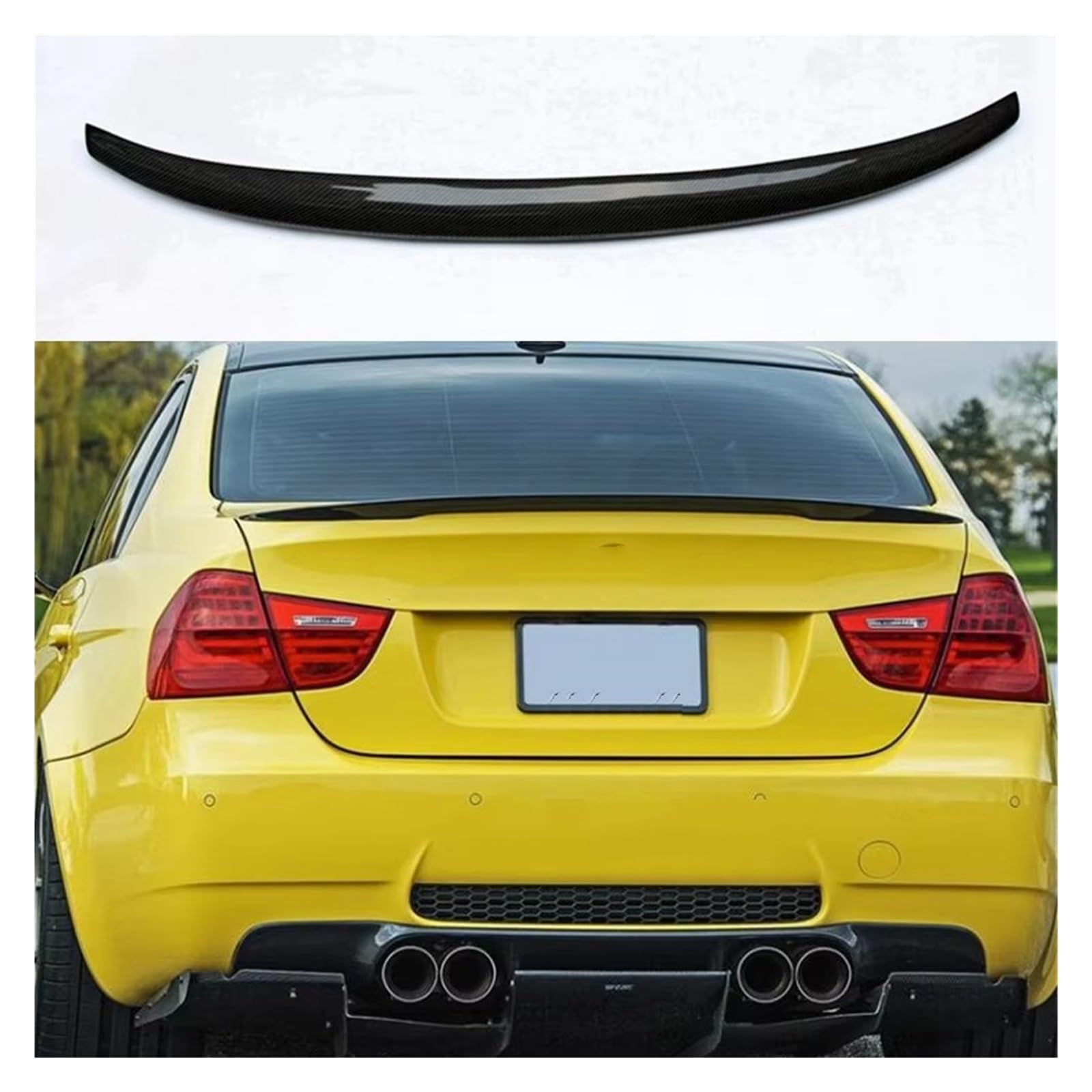 Heckspoiler Lippe Auto Styling P Stil Carbon Fiber Hinten Dach Spoiler Stamm Lip Boot Flügel Für E90 M3 318i 320i 325i 330i 2005-2011 E90 Limousine Dachspoiler(Unpainted Primer) von DELORM