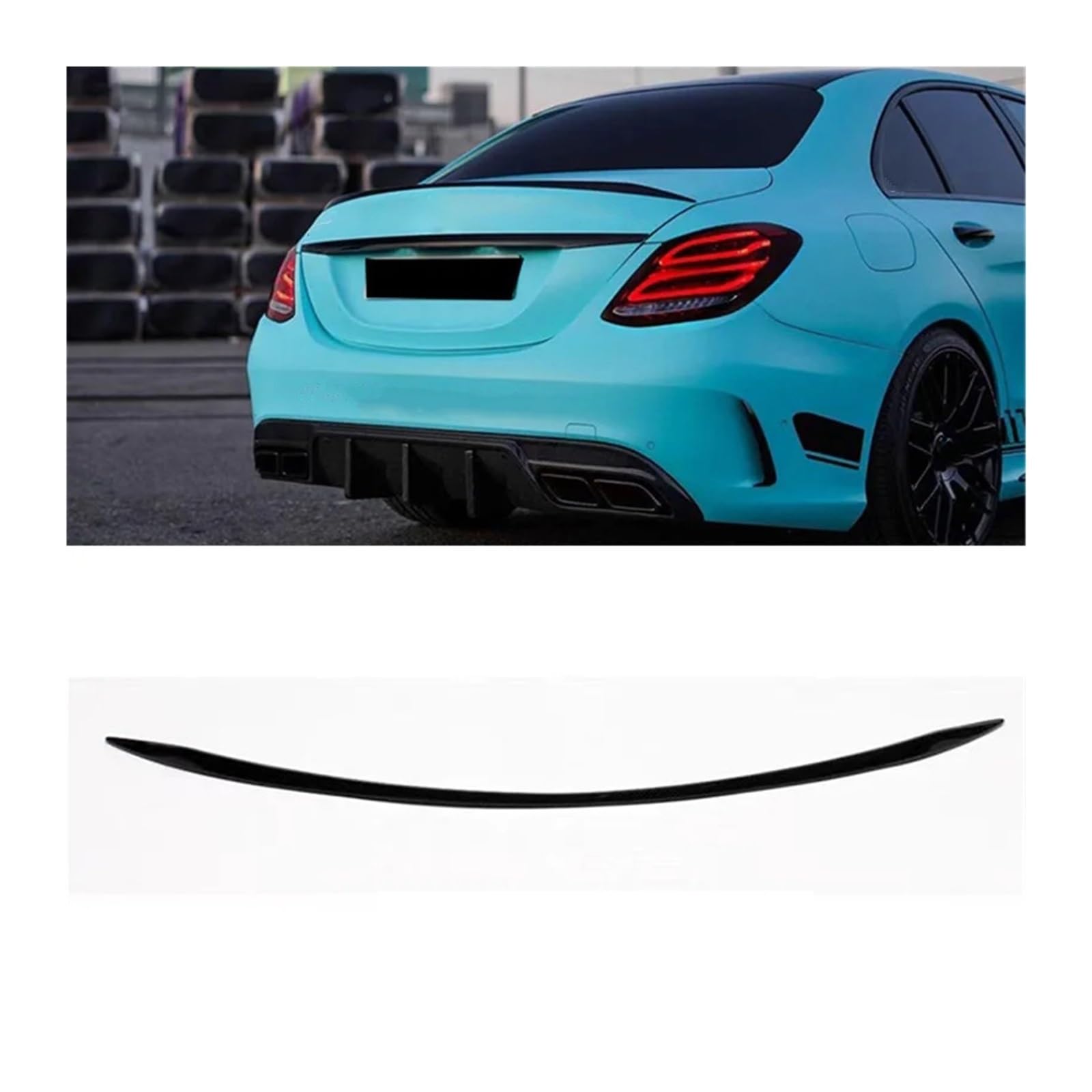 Heckspoiler Lippe Carbon Fiber Spoiler Für Benz W205 C260 C43 C63 Coupe AMG Hinten Ducktail Flügel C-klasse 4 2 Tür Stamm Zubehör Dachspoiler(4 Door C63S) von DELORM