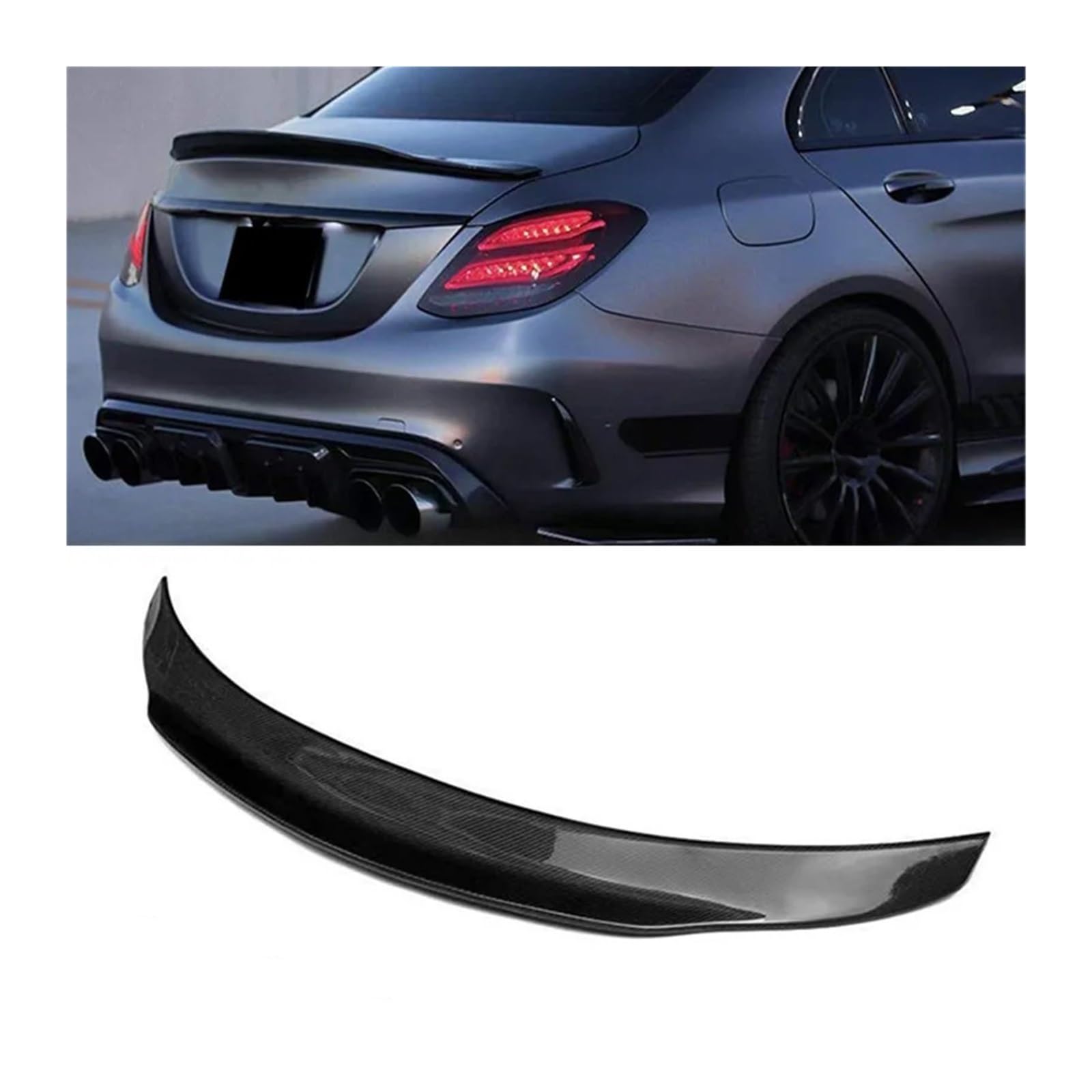 Heckspoiler Lippe Carbon Fiber Spoiler Für Benz W205 C260 C43 C63 Coupe AMG Hinten Ducktail Flügel C-klasse 4 2 Tür Stamm Zubehör Dachspoiler(4 Door PSM) von DELORM