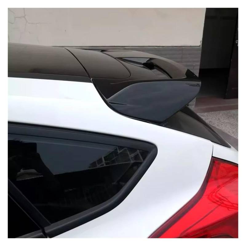 Heckspoiler Lippe Für Ford Für Focus 2012 2013 2014 2015 2016 2017 2018 ABS Material Auto Heckflügel Spoiler Glänzend Schwarz Körper Kit Dachspoiler(No Paint) von DELORM