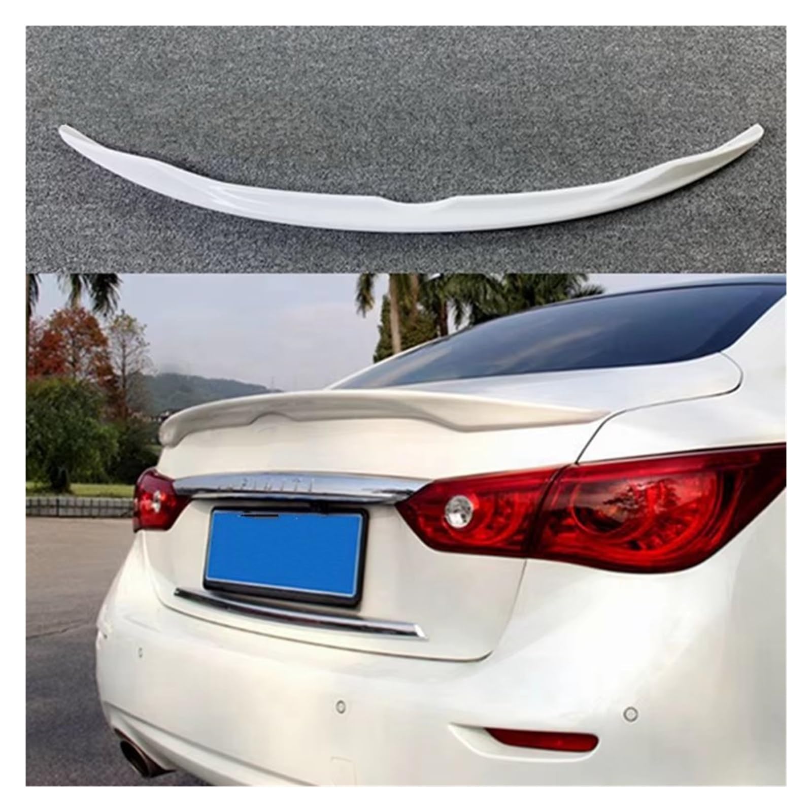 Heckspoiler Lippe Für Infiniti Q50 Q50S 2013 2014 2015 2016 2017 Spoiler ABS Material Auto Hinten Flügel Primer Farbe Heckspoiler Dachspoiler(Kohlefaser-Optik) von DELORM