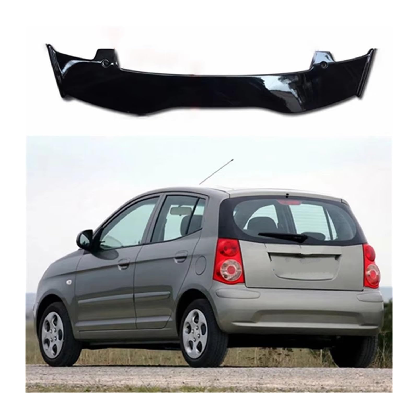 Heckspoiler Lippe Für Kia Für Picanto 2008 2009 2010 2011 Spoiler ABS Kunststoff Carbon Look Fließheck Dach Hinten Flügel Körper Kit Zubehör Dachspoiler(Carbon Fiber Pattern) von DELORM