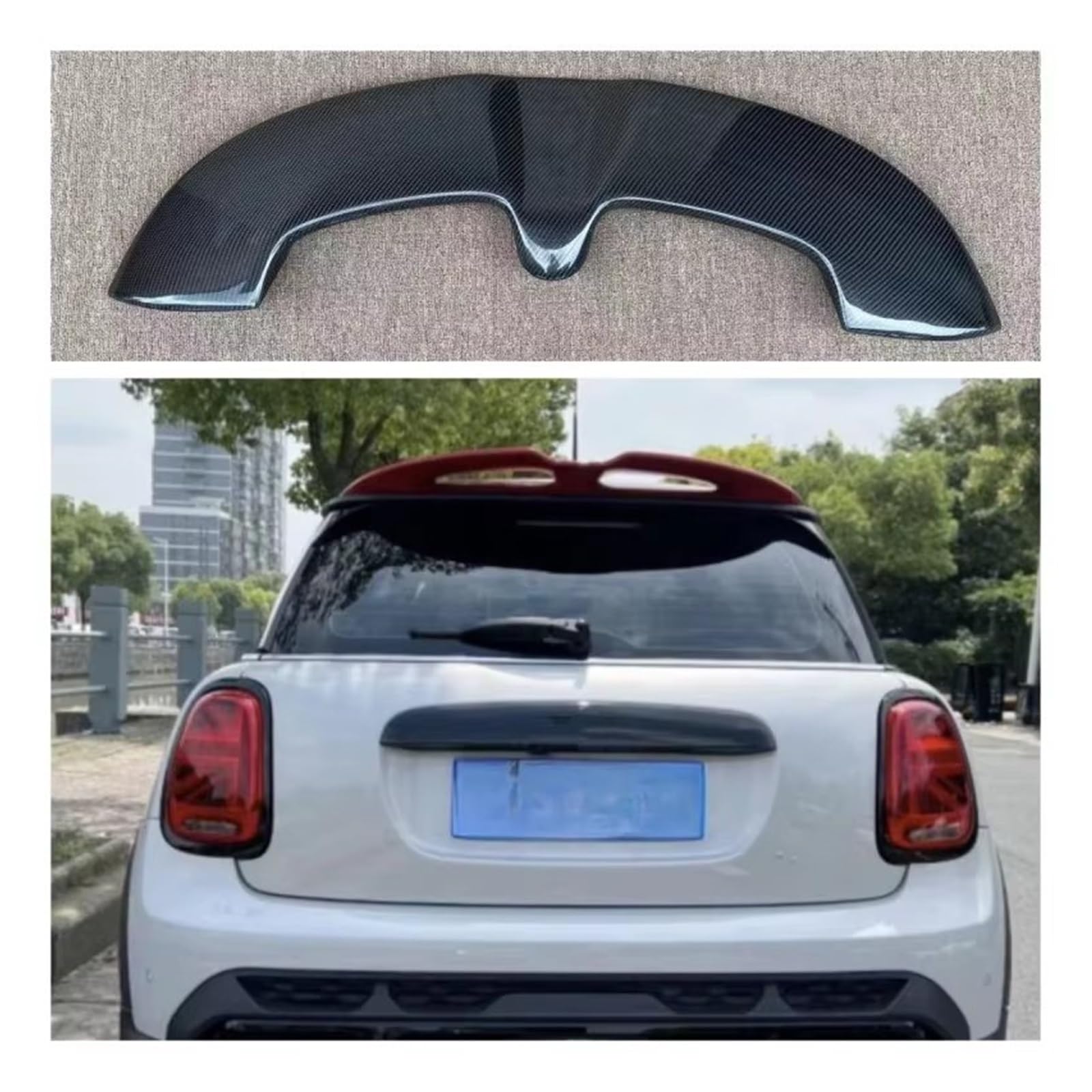 Heckspoiler Lippe Für Mini Für Cooper S 2,0 T F56 F55 S JCW 2013-2020 Spoiler FRP UNLACKIERT/ECHTE Carbon Fiber Dachspoiler(Real Cabon Fiber) von DELORM