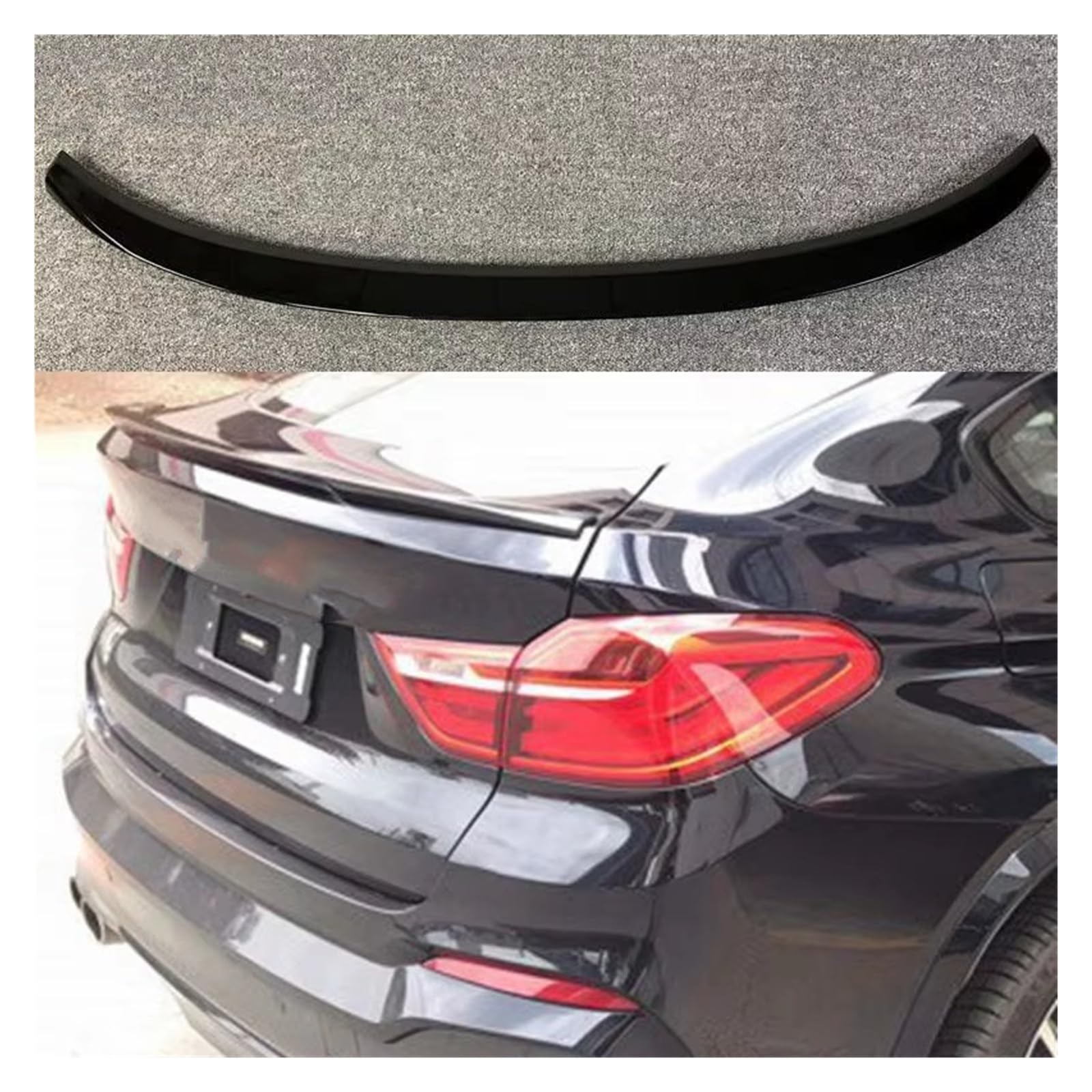 Heckspoiler Lippe Spoiler ABS Material Auto Heckflügel Primer Farbe Heckspoiler Für Für X4 F26 Spoiler 2015-2016 Dachspoiler(Bright Black) von DELORM