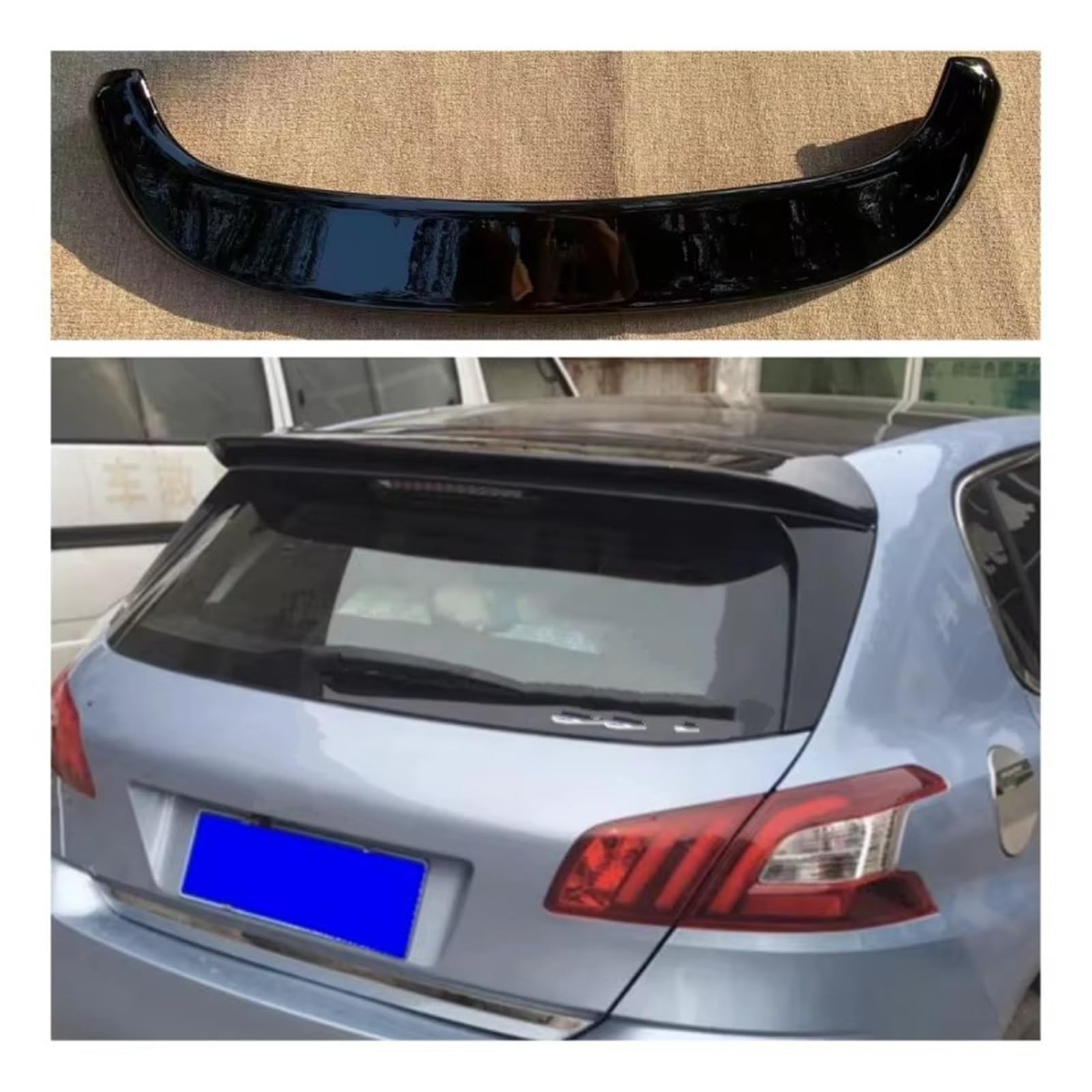 Heckspoiler Lippe Spoiler Abs Kunststoff Auto Heckflügel Dekoration Heckspoiler Für Peugeot 308 2014 2015 Dachspoiler(Carbon Color) von DELORM