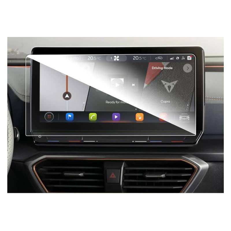 Instrumententafel Schutzfolie 10-Zoll Auto Navigation Touchcenter Screen Protector Für Leon MK4/Für Cupra Für Formentor 2023 Auto Innen Zubehör GPS Schutzfolie(12-Inch) von DELORM