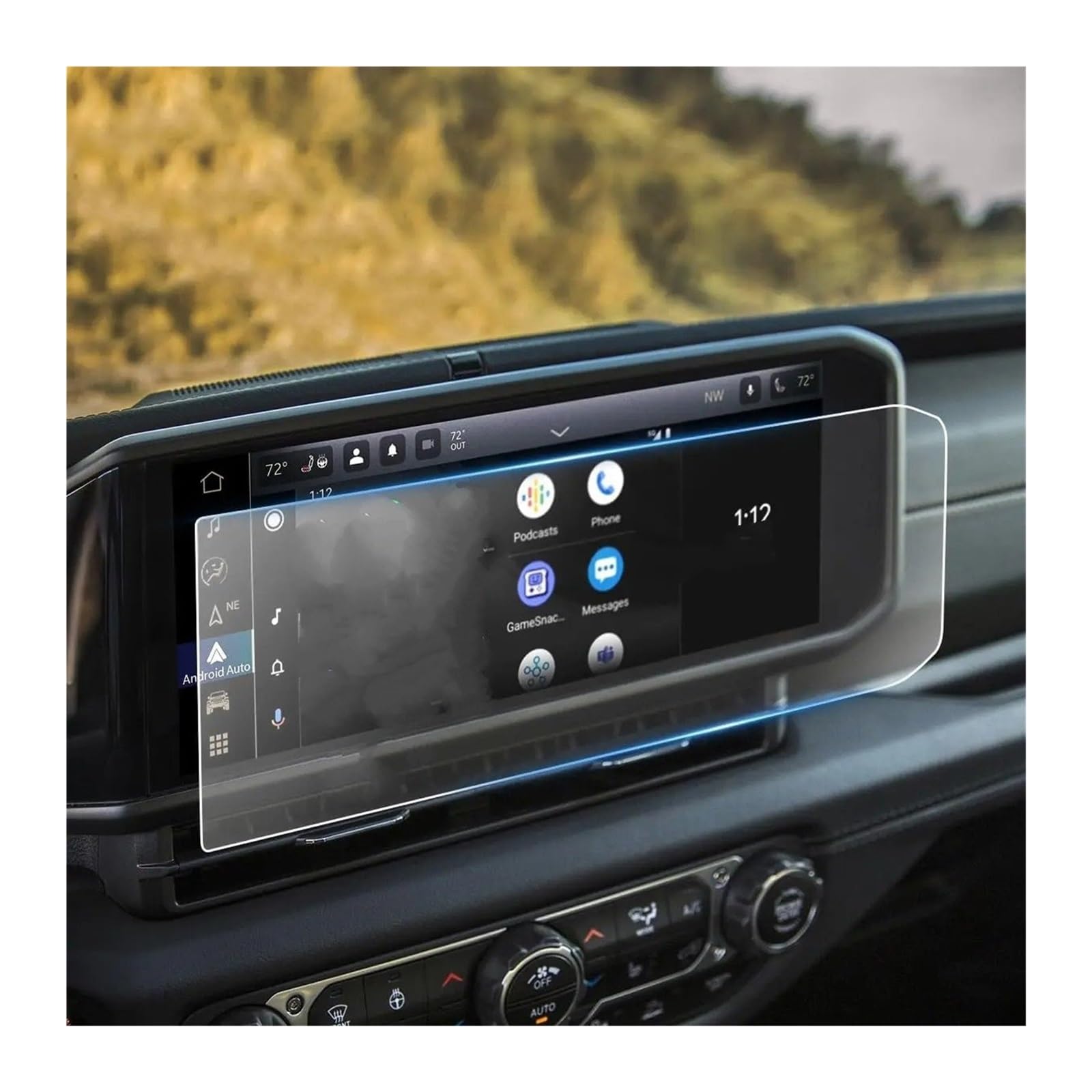 Instrumententafel Schutzfolie 12,3 Zoll Auto Navigation Gehärtetem Glas Screen Protector Film Für Jeep Für Wrangler JL Für Gladiator JT 2024 Innen Zubehör GPS Schutzfolie(1PC) von DELORM