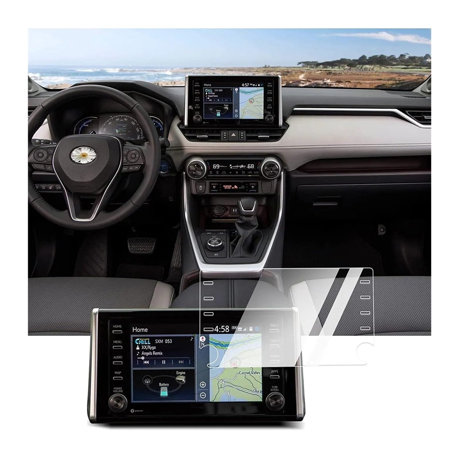 Instrumententafel Schutzfolie 8-Zoll-GPS-Auto-Navigations-Displayschutzfolie Für Toyota Für RAV4 XA50 2019 2020 2021 2022 Für Adventure Für Limited Für TRD Off-Road Entune GPS Schutzfolie von DELORM