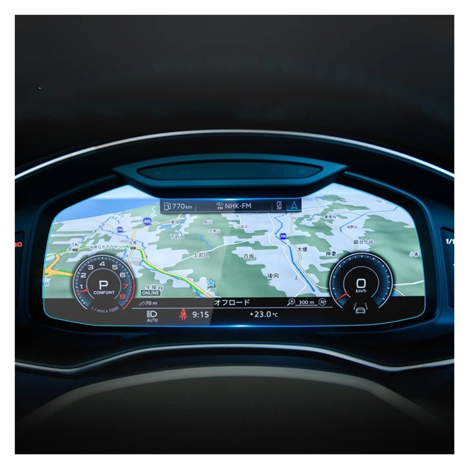 Instrumententafel Schutzfolie Auto Aufkleber Screen Protector Navigator Display Gehärtetem Glas Schutz Film Für A6 2023 Auto Zubehör GPS Schutzfolie(Blue for A6 23 Speed) von DELORM