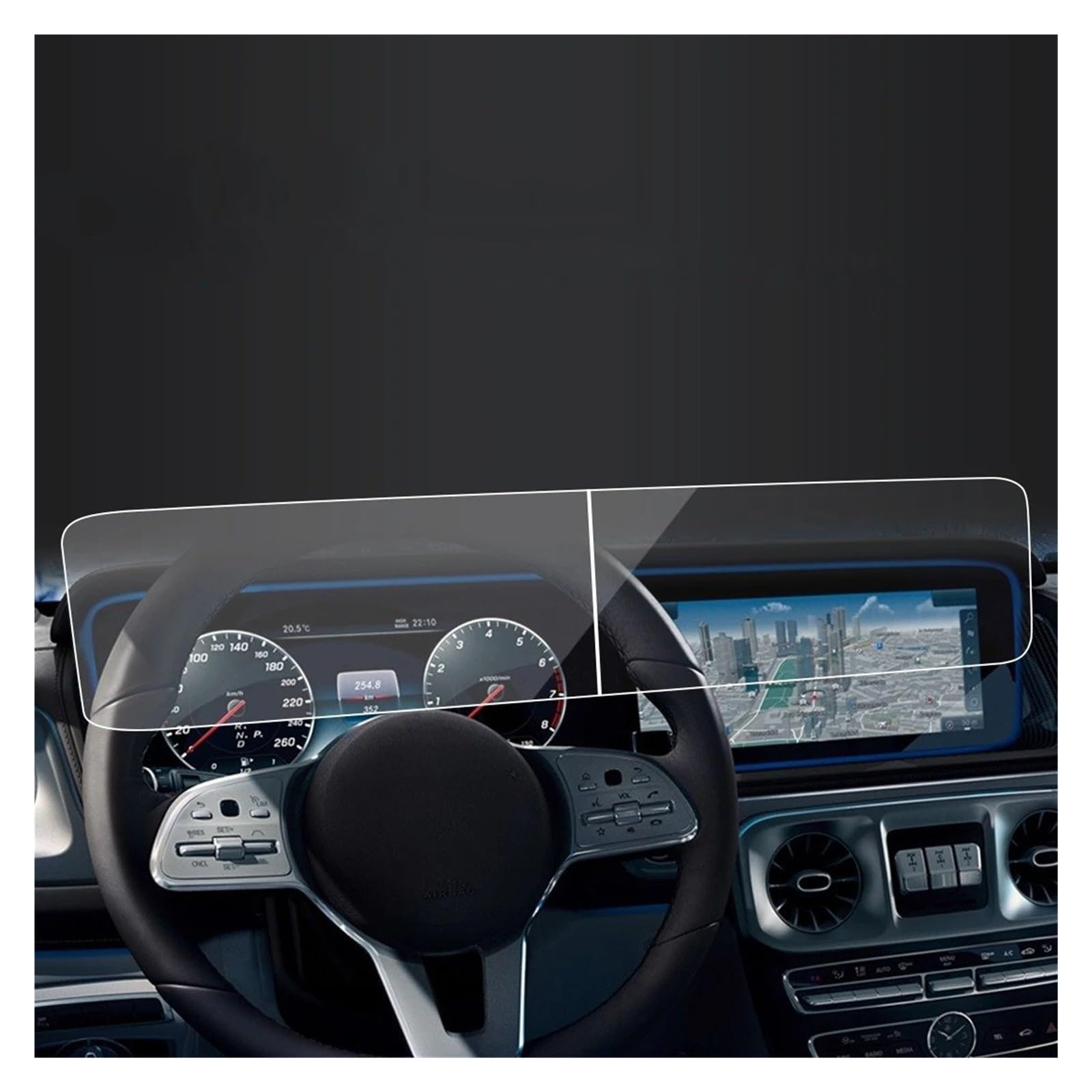 Instrumententafel Schutzfolie Auto Aufkleber Screen Protector Navigator Display Gehärtetem Glas Schutz Film Für Benz Für G-Klasse 2023 Auto Zubehör GPS Schutzfolie(HD for 23 G-Class L) von DELORM