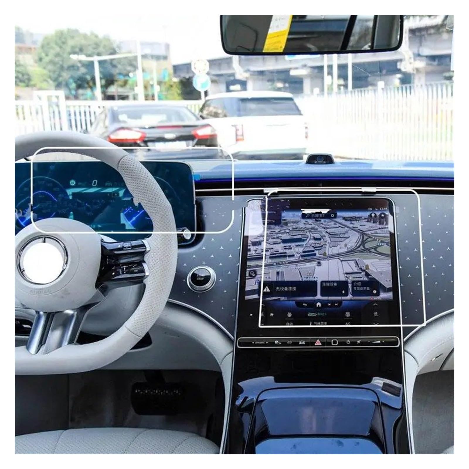 Instrumententafel Schutzfolie Auto GPS-Navigation Und Instrument LCD Anti-Scratch Film Gehärtetes Glas Screen Protector Für Benz Für EQS SUV X296 2024 GPS Schutzfolie von DELORM