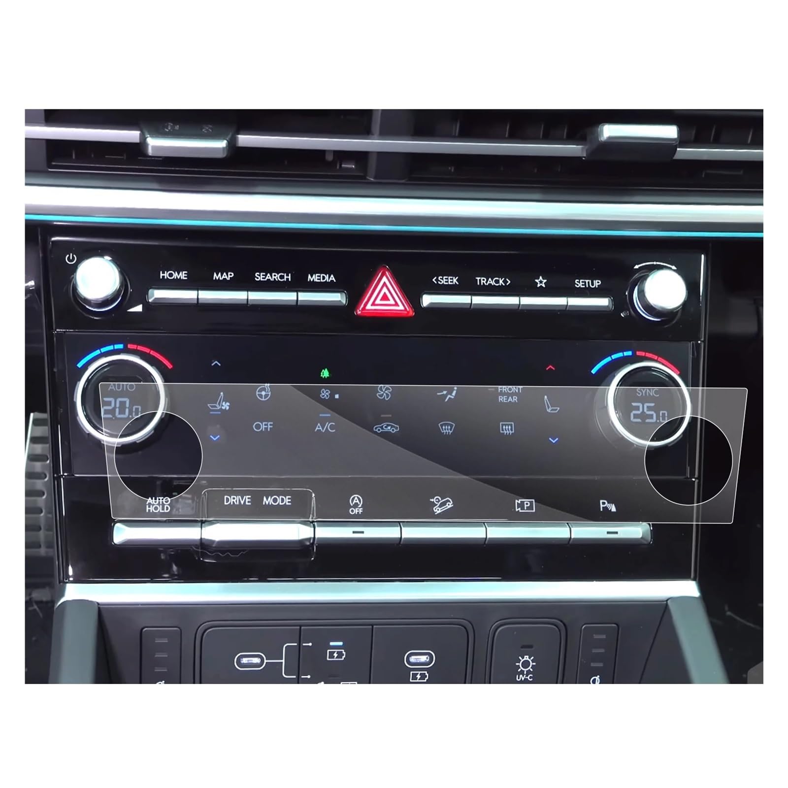 Instrumententafel Schutzfolie Auto Navigation & LCD Instrument Nano Screen Protector Für Hyundai Für Santa Fe 2024 LHD Auto Innen Zubehör GPS Schutzfolie(AC Climate Film) von DELORM