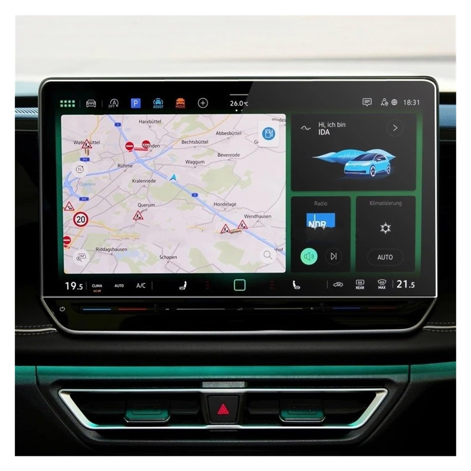 Instrumententafel Schutzfolie Displayschutzfolie Aus Gehärtetem Glas Für VW Für Tiguan 2024 15 Zoll Auto Infotainment LCD GPS Navigation Displayschutzfolie GPS Schutzfolie von DELORM